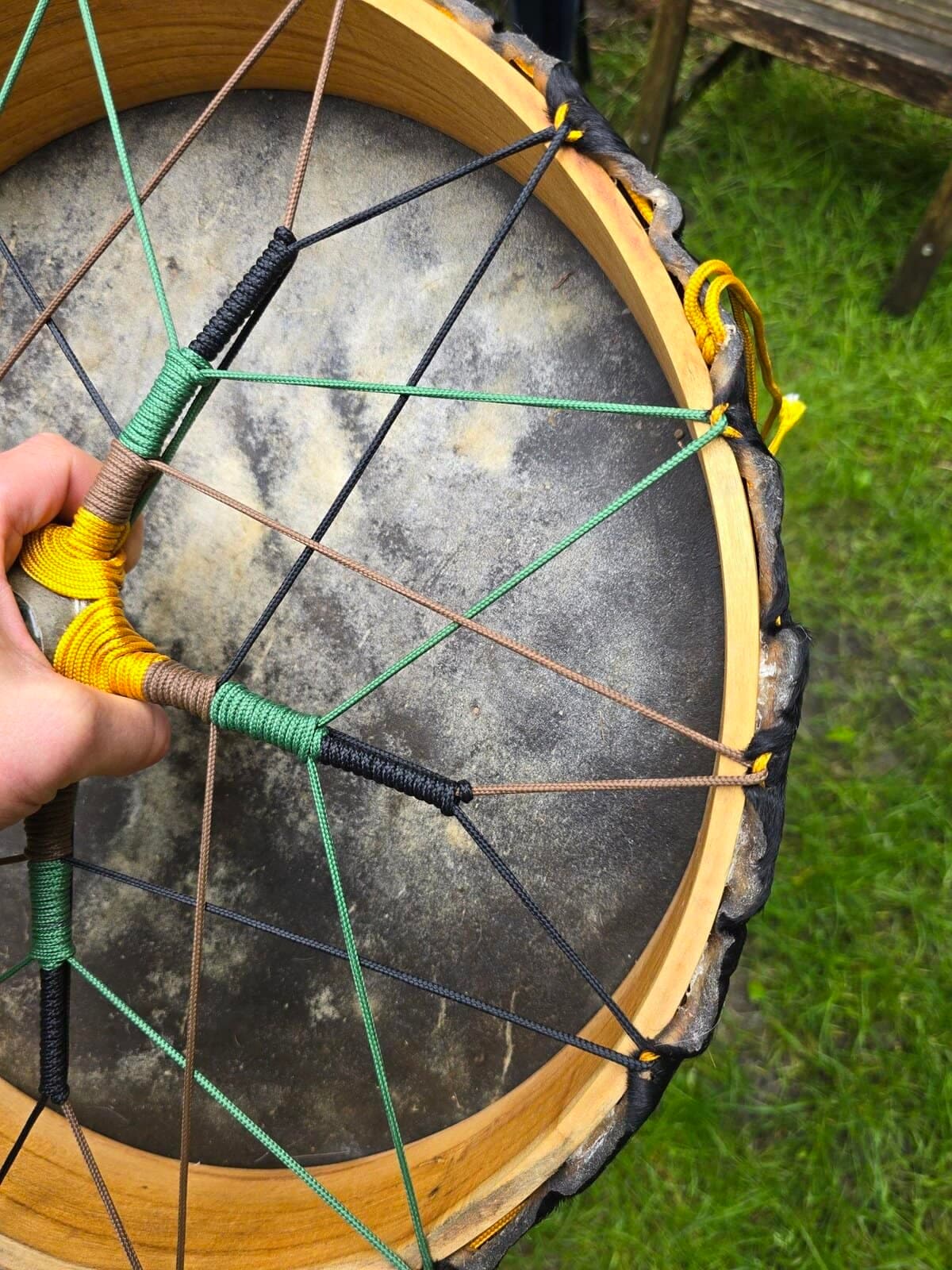 Sjamanendrum 45 cm Paard op Moerbei en Chalcociet - 3